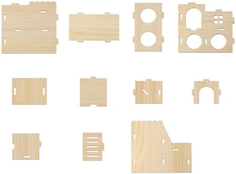 Multi-Chamber Hamster Hideout & House, Natural Wood Small Animal Cage Accessories for Dwarf Hamsters, Gerbils and Mice – Ventilated Design with Structure