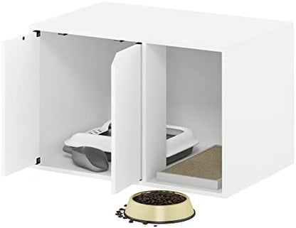 Furinno PELI 24" Wide Cat Litter Box Enclosure, Solid White