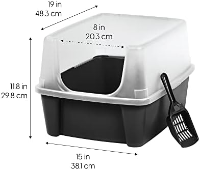 IRIS USA Large High Sided Cat Litter Box, Scatter Shield