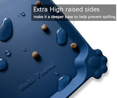 Hoki Found Silicone Pet Food Mats - Non Slip Dog Cat Bowl Placemats - Waterproof Dog Cat Food Mats - Suitable for Carpet - Indigo Ink