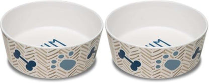 Loving Pets Dolce Moderno Yum Chevron Dog Bowl, Small (Pack of 2)