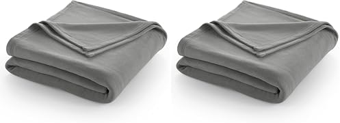 Twin Size Fleece Bed Blanket | Comfy Supersoft Fleece Blanket – All-Season Light Weight Throw Blanket | Luxuriously Soft | Throw Blanket for Couch and Sofa | Machine Wash | Gray | (Pack of 2)