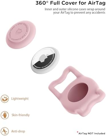 IP68 Waterproof Dog AirTag Holder for Dog Collar, Soft, Stretchy Silicone