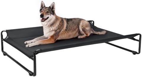 Veehoo Outdoor Elevated Dog Bed, Cooling Raised Dog Beds for Large Dogs