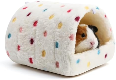 Warming Guinea Pig Hideout, Washable Guinea Pig Houses Polka Dots Small Animal Hamster House with 2 Hooks for Mouse Parrot Hedgehogs Ferrets Bearded Dragons
