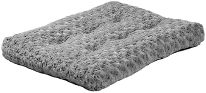 MidWest Homes for Pets Small QuietTime Deluxe Gray Ombré Swirl Plush Pet Bed, Machine Washable, Non-Skid Bottom, Soft Crate Mat for 24-inch Crates