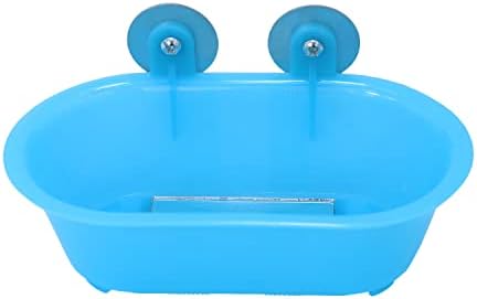 Wontee Bird Bath with Mirror for Small Birds Budgie Parakeet Cage, Blue (B)
