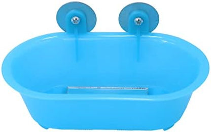 Wontee Bird Bath with Mirror for Small Birds Budgie Parakeet Cage, Blue (B)
