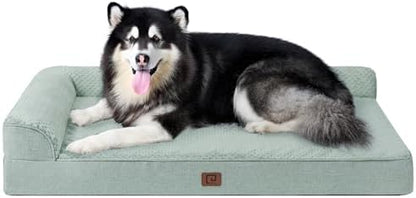 EHEYCIGA XXL Dog Bed Memory Foam, Orthopedic Giant Dog Bed Jumbo with Washable Removable Cover, Waterproof Pet Sofa Couch with Nonskid Bottom, 48x35x7.5, Greyish Green