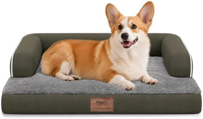 MEKIY Orthopedic Waterproof Dog Bed Pet Couch with Bolster for Medium Dogs
