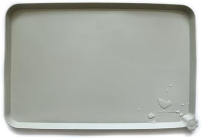Hoki Found Silicone Pet Food Tray - Non Slip Pet Dog Cat Bowl Placemat - Feeding Mat - Waterproof Dog Cat Food Mats - For Carpet - Cream Green