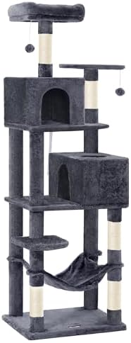 Feandrea Cat Tree, 73.2-Inch Cat Tower, Multi-Level Condo, Smoky Gray