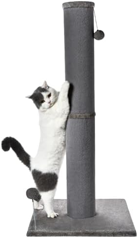 Cat Craft 41" Tall Short Plush Cat Scratching Post for Indoor Cats, Gray