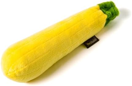 P.L.A.Y. Cute Plush Dog Toys - Fruit & Vegetable Themed Durable Squeaker Chew Toy, Great for Puppies & Small, Medium, Large Dogs - Machine Washable, Recycled Materials (Garden Fresh Zucchini, Medium)