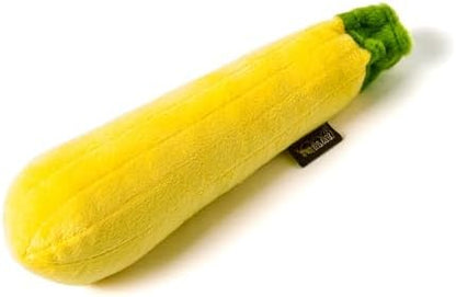 P.L.A.Y. Cute Plush Dog Toys - Fruit & Vegetable Themed Durable Squeaker Chew Toy, Great for Puppies & Small, Medium, Large Dogs - Machine Washable, Recycled Materials (Garden Fresh Zucchini, Medium)