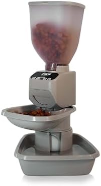 Feeding Friend® Automatic Dog & Cat Food Feeder with Water Dispenser, Smart Pet Feeder with Portion Control, OLED Display, Anti-Jam Design, Battery Operated, Medium Pets 15–30 lbs, Taupe