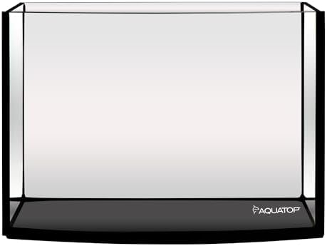 Aquatop EuroStyle Bowfront Aquarium, 3.5-Gallons - Nano Semi-Circle Glass Aquarium, Safe for Freshwater & Saltwater, Desktop Fish Tanks, Panoramic Tank, ES-12