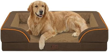 Orthopedic Washable Dog Bed for Extra Large Dogs, 42x30in, Brown