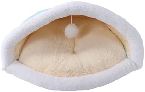 Zerodis Plush Cat Sleeping Bag Semi Closed Fluffy Cat Bed Washable Pet Bed for Small Pets Kittens (Litter-Mint Green)
