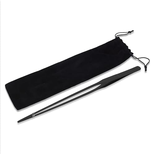 Mandala Crafts Black 15 Inches Straight Aquarium Tweezers for Fish Tanks