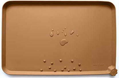 Hoki Found L Silicone Non Slip Pet Dog Cat Bowl Mats - Placemat - Feeding Mat - Waterproof - For Carpet - Butterscotch