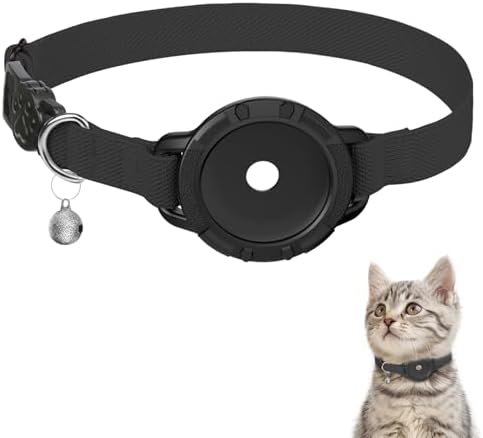 AirTag Cat Collars, Stretchy Collar with AirTag Holder and Bell