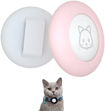 2022 AirTag Cat Collar Holder, Small AirTag Compatible Case, 2Pack Waterproof Cover for Pet Collar Within 3/8 inch (Pink&White)