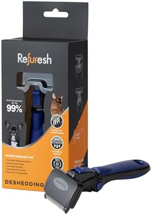 Deshedding Dog Brush for Short/Medium Hair (Small,Blue) – Gentle Deshedding Tool for Dogs & Cats – Reduces Shedding, Without damaging Topcoat. Removes Loose Fur & Dead Undercoat.