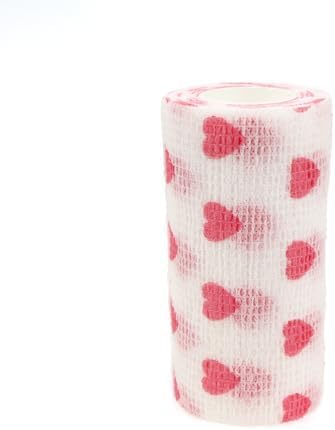 Self Adhesive Bandage Wrap Animal Cohesive Bandage Self Adherent Wrap First Aid Tape for Dogs Cats Horses Birds & Wrist Healing Ankle Sprain (4 Inch Heart 6 Rolls)