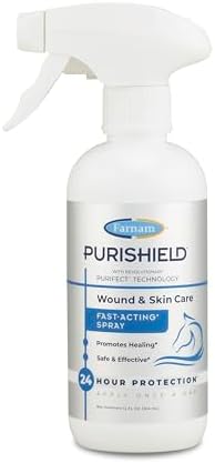 Farnam Purishield Wound and Skin Care Fast-Acting Spray for Horses, 12 Fl Oz (Pack of 6)