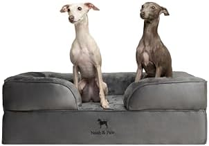 NOAH & PAW Large Dog Bed, 35x25x11 Inch, Orthopedic Dog Beds, Eggshell Memory Foam Infused with Cooling Gel, Inner Cover, Water Resistant, Machine Washable (Velvet Sofa Collection)
