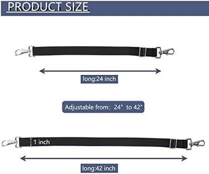 Premium Horse Blanket Sheet Leg Straps, Replacement Stretchy Belly Strap with Double Swivel Snaps, Adjustable Length from 24 to 42 Inch Black(2 Pcs)
