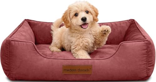 Modern Threads Luxury Dog Bed - Comfortable Tufted Velvet Cushion for Small to Large Dogs - Machine Washable - Durable & Cute Sleep Space for Pets - Pamper Your Pet with Cozy Beds - Rosewood