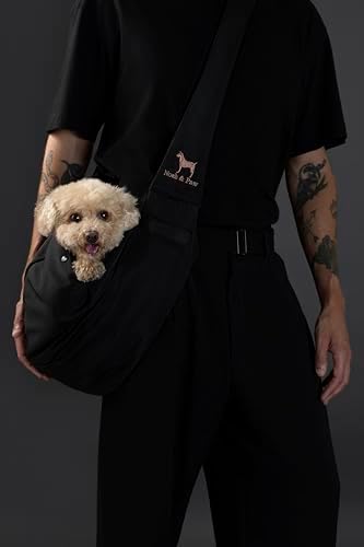 Noah & Paw Dog Sling Carrier for Small Dogs 5-18lb, Dog Sling for Small Dogs and Cats, Dog Carrier with Adjustable Padded Strap, Premium Twill, Lined with Fur, Double Safety Feature, Machine Washable