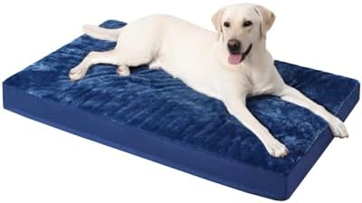 KSIIA Orthopedic Dog Bed for Large Dogs with Waterproof Lining, Blue, 35x22