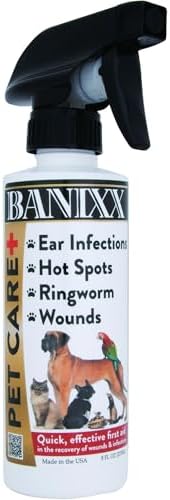 BANIXX Horse and Pet Care Spray for Horses, Dogs and Cats, Daily Skin and Coat Care Spray, Alcohol-Free, Non-Staining, No Odor, Made in USA, Grooming and Hoof Care Formula, 8 oz