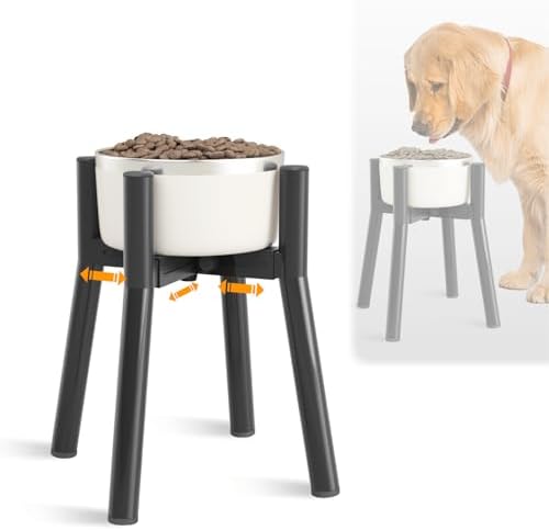 Adjustable Raised Dog Bowl Stand for 7-10.6" Diameter Food & Water Bowls - 11" Tall Elevated Feeder for Improved Comfort & Posture (Bowl Not Included)