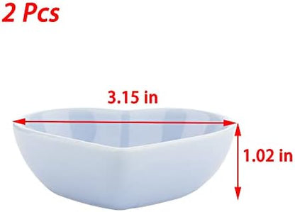 2 Pcs Heart‑Shaped Ceramic Bowl for Dwarf Syrian Hamster Gerbil Rat