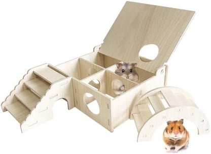 Kathson Multi-Chamber Hamster Tunnel House Maze: 2 Entrance 6 Rooms Hideout