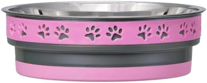Loving Pets Corsa Dog Bowls- Stainless Steel Dog & Cat Bowls - Spill Proof Dog Food Bowl, Cat Bowl, Puppy Essentials & Pet Supplies Great for Home & Travel (Small 10-20 lbs, Fiery Pink)