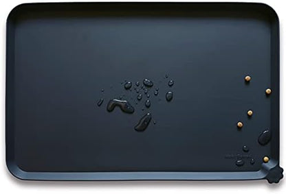Hoki Found X-Large Silicone Pet Food Mats - Non Slip Dog Cat Bowl Mats - Waterproof - Black