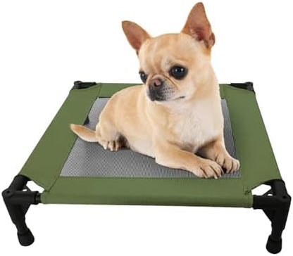 Pozico Elevated Pet Bed with Breathable Mesh for Small Cat and Dog, Raised Cooling Pet Cot for Puppy and Kitty, 18.9x18.9 inch (Olive Green)