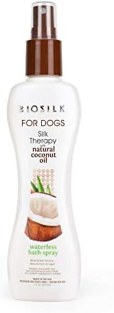 BioSilk for Dogs Silk Therapy Waterless Shampoo Spray, Coconut Oil, 7 Fl Oz