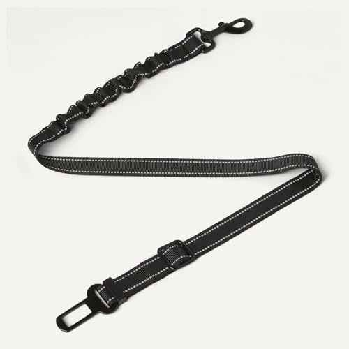 Amazon Basics Dog seat Belt, Adjustable Dog Car Harness, Adjustable Length 26"-39", Includes Collapsible Travel Bowl, Black