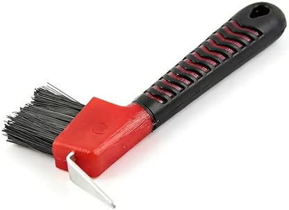 2-in-1 Hoof Pick for Horses with Soft Grip Rubber Handle(Red)