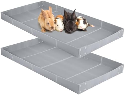 Wenqik 2 Pcs Guinea Pig Cage Liner Corrugated Plastic Base, Grey