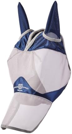 Harrison Howard Full Face Horse Fly Mask UV Protection and Breathable for Equine Use Comfortable Navy M