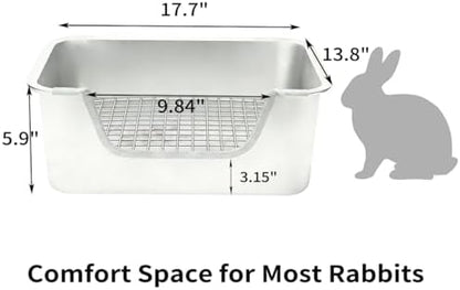 PODOO Bunny Litter Box, Stainless Steel Sifting Pan with Non-Slip Pads