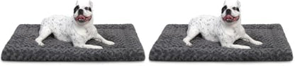 Washable Dog Bed Mat Crate Pad Soft Fluffy Pet Kennel Beds Dog Sleeping Mattress for Large Jumbo Medium Small Dogs, 30 x 19 Inch, Gray (Pack of 2)