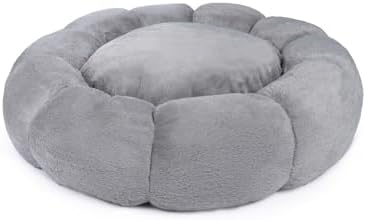 Sherry Kline Pets “Daisy Round” Donut Shape Calming Bed for Dogs and Cats, from Soft Faux Fur, Available in 4 Sizes, Machine Washable